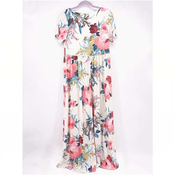 PinkBlush Maternity Floral Short Sleeve Maxi Dress - Picture 7 of 7